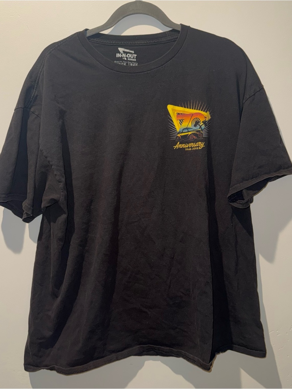 In-N-Out Burger 70th Anniversary T-shirt Black Short Sleeve - Men's Size 2XL